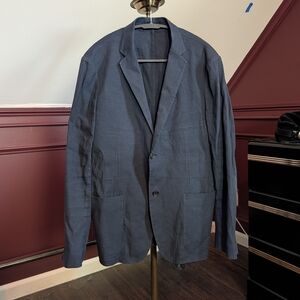 THEORY Dark Blue LINEN Unstructured Patch Pocket Functional Cuff Jacket